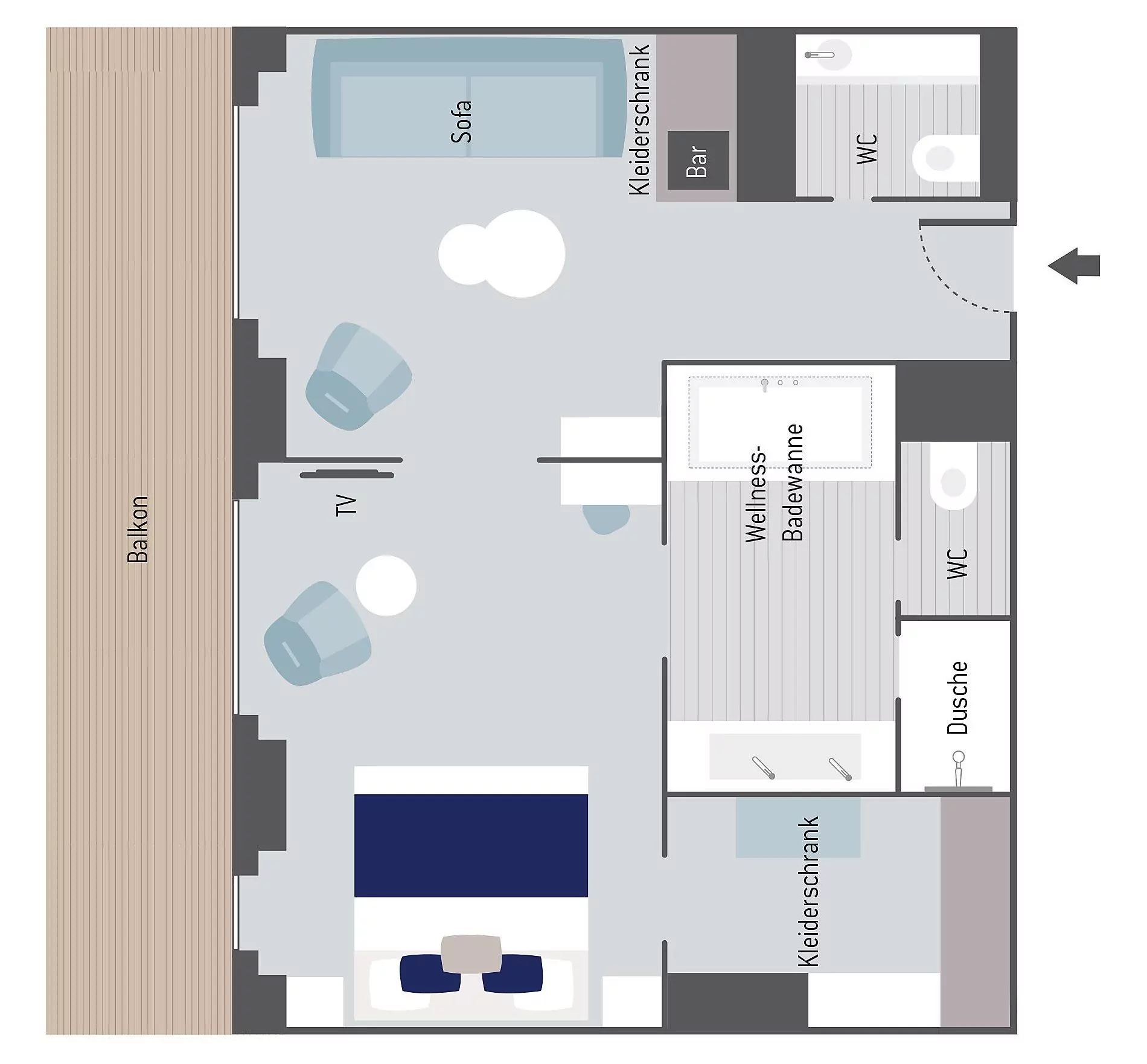 Suitenplan Privilege Suite auf dem Luxusschiff Le Commandant Charcot