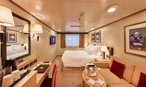 Aussenkabine Wohn- und Schlafraum auf der Queen Elizabeth