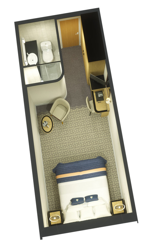 Suitenplan Einzelkabine innen auf der Queen Elizabeth