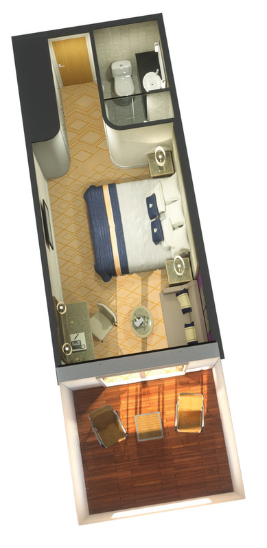 Suitenplan Loggia Kabine auf der Queen Mary 2