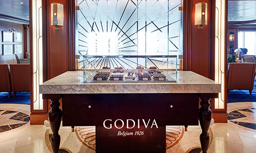 Godiva auf der Queen Victoria