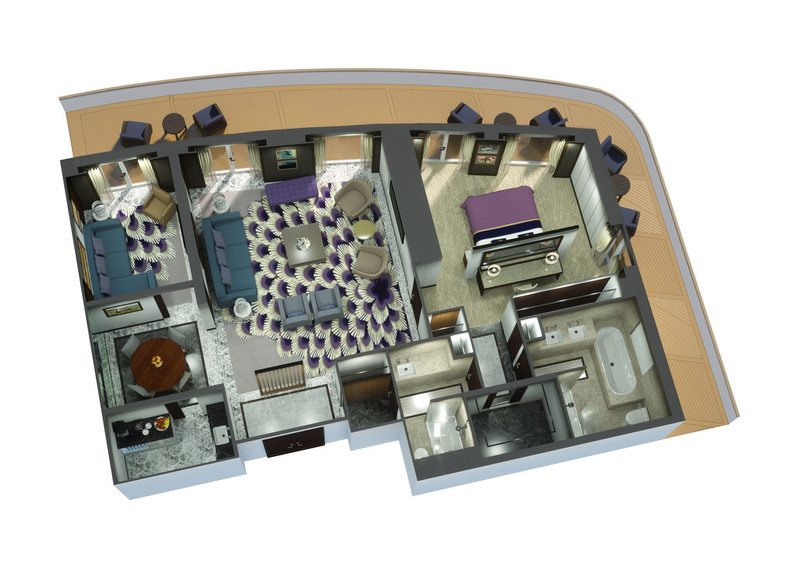 Suitenplan Queens Grand Suite auf der Queen Victoria