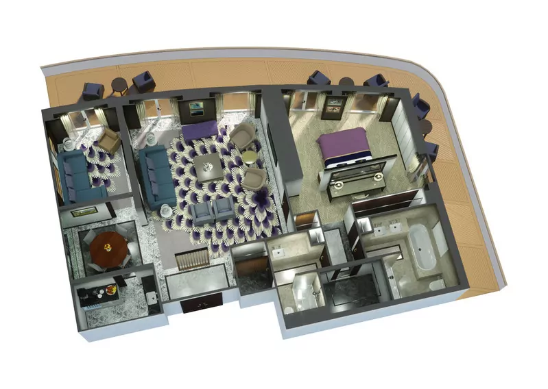 Suitenplan Queens Grand Suite auf der Queen Victoria