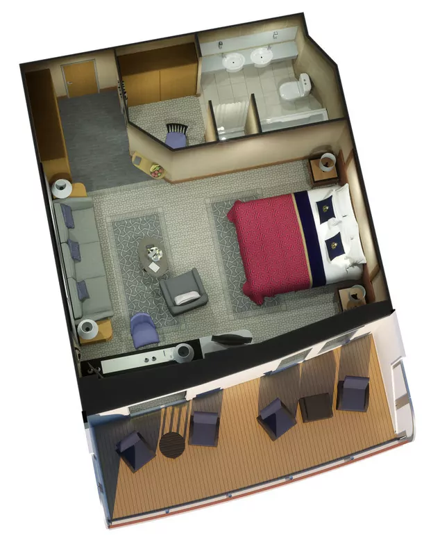 Suitenplan der Queens Suite auf der Queen Vicotria