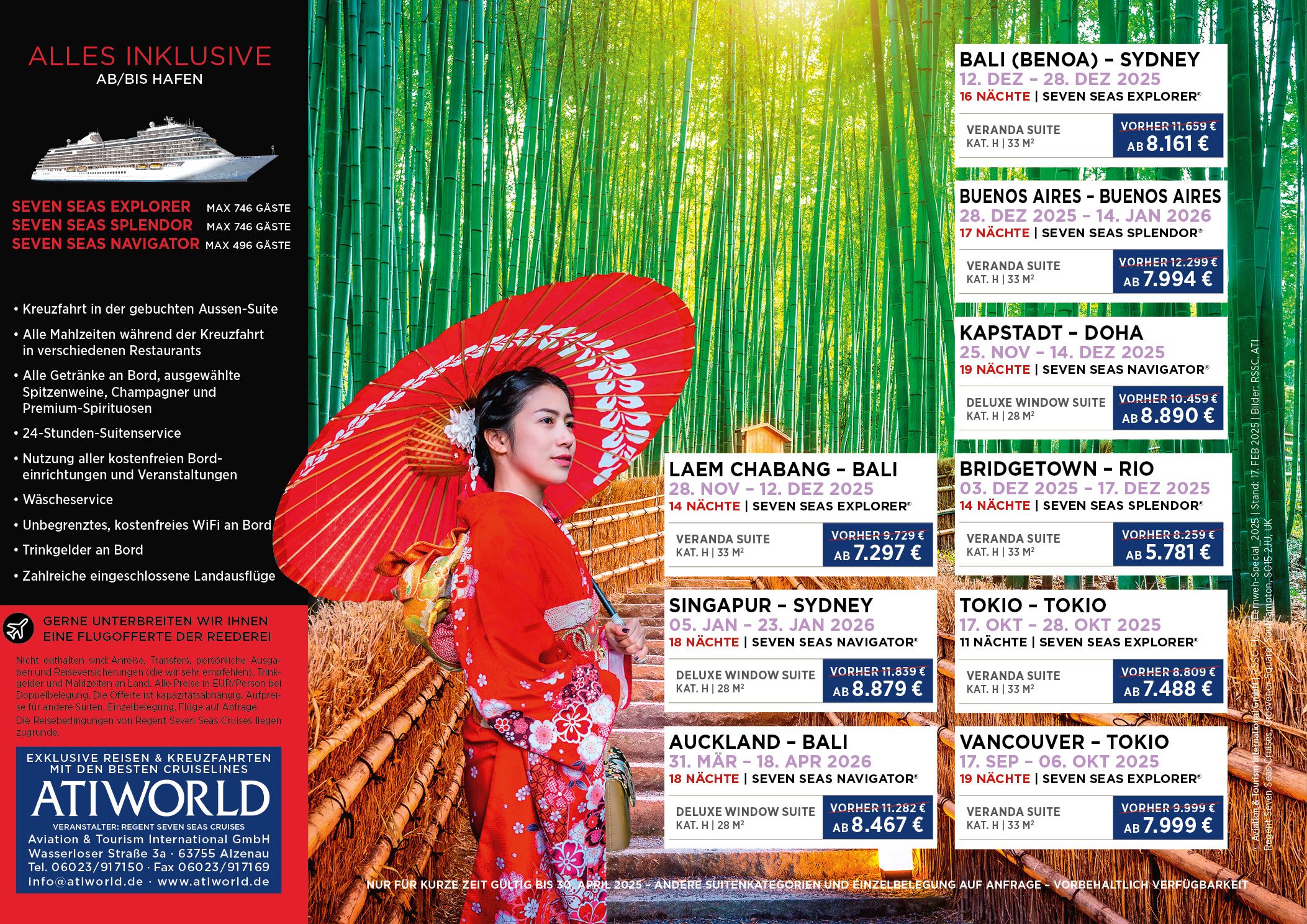 11 reduzierte Kreuzfahrten Regent Seven Seas - Fernweh