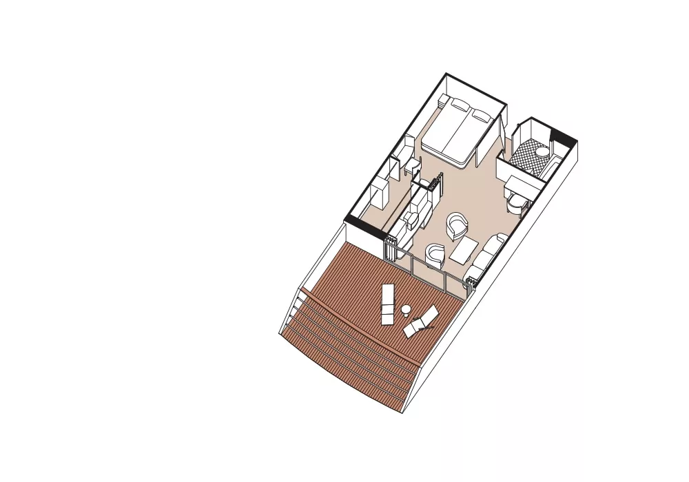 Suitenplan Horizon Viw Suite auf dem Luxuskreuzfahrtschiff Seven Seas Mariner
