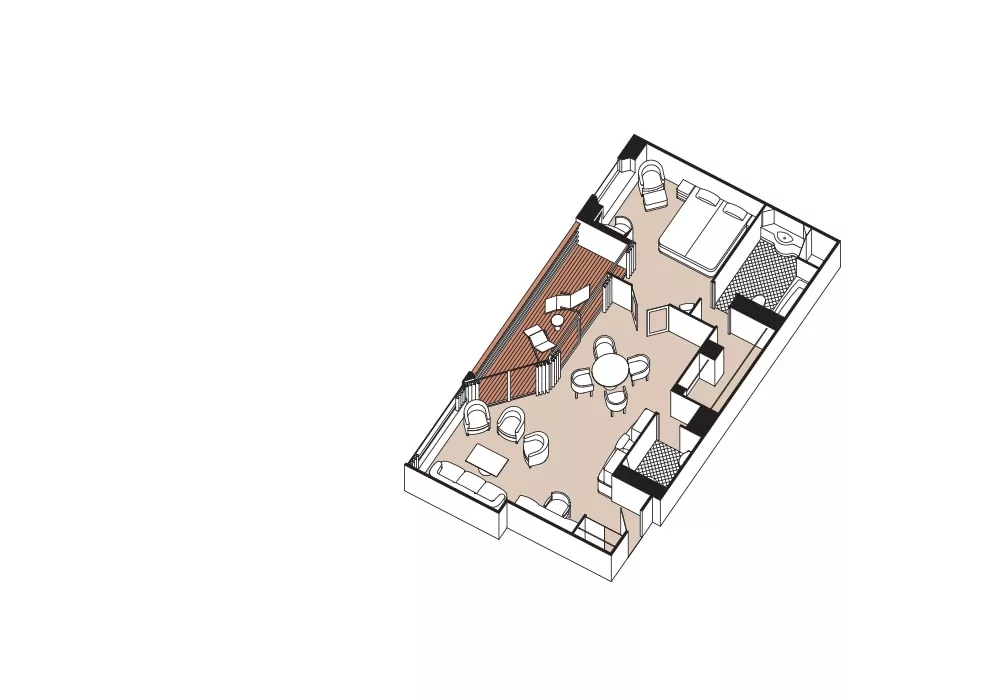Suitenplan Mariner Suite auf dem Luxuskreuzfahrtschiff Seven Seas Mariner