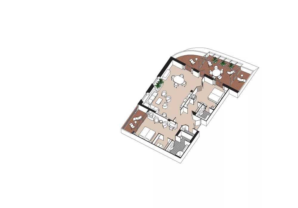 Suitenplan Master Suite auf dem Luxuskreuzfahrtschiff Seven Seas Mariner
