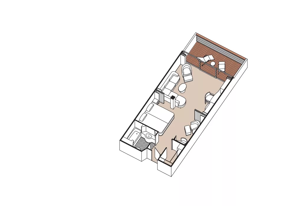 Suitenplan Penthouse Suite auf dem Luxuskreuzfahrtschiff Seven Seas Mariner