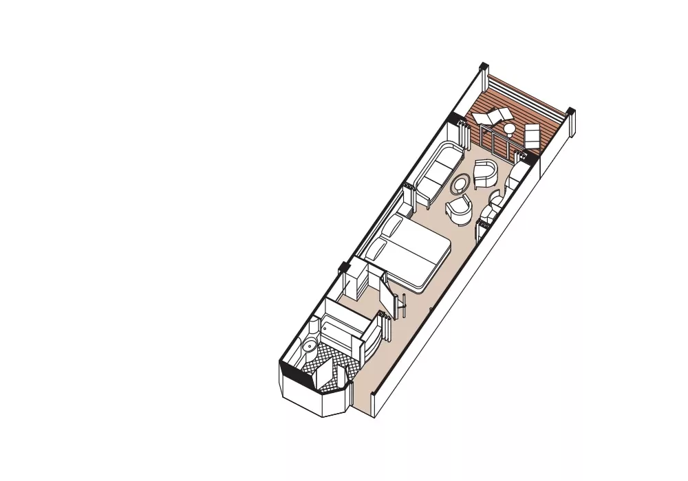 Suitenplan Concierge Suite auf dem Kreuzfahrtschiff Seven Seas Navigator
