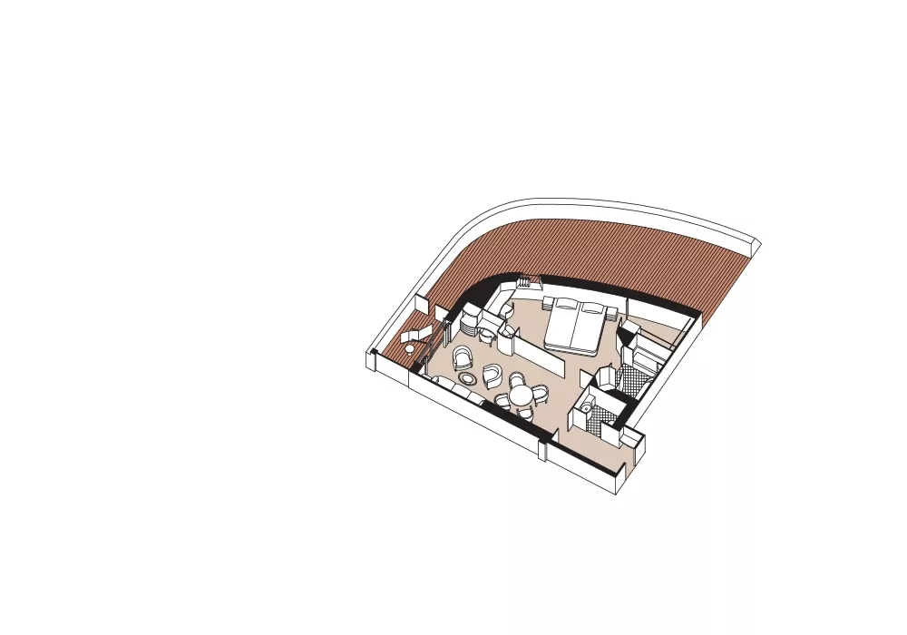 Suitenplan Grand Suite auf dem Luxuskreuzfahrtschiff Seven Seas Navigator