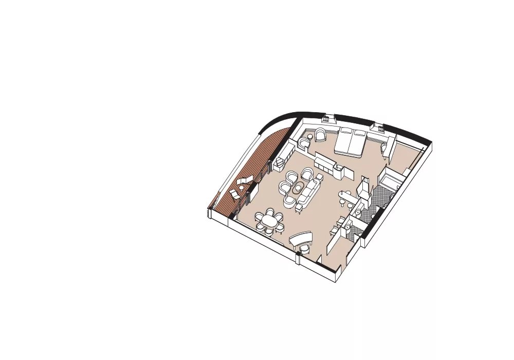 Suitenplan Master Suite auf dem Kreuzfahrtschiff Seven Seas Navigator