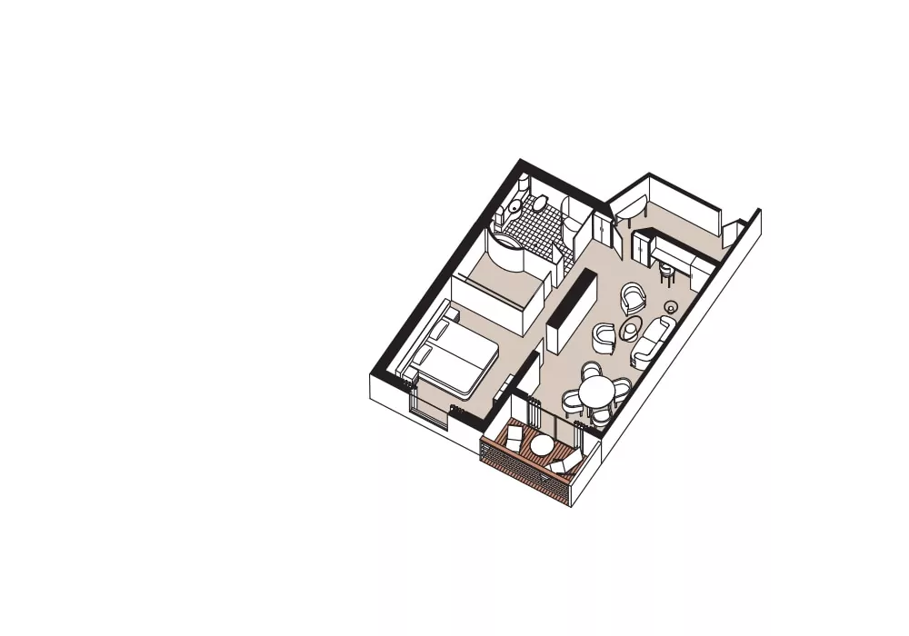 Suitenplan Navigator Suite auf dem Kreuzfahrtschiff Seven Seas Navigator