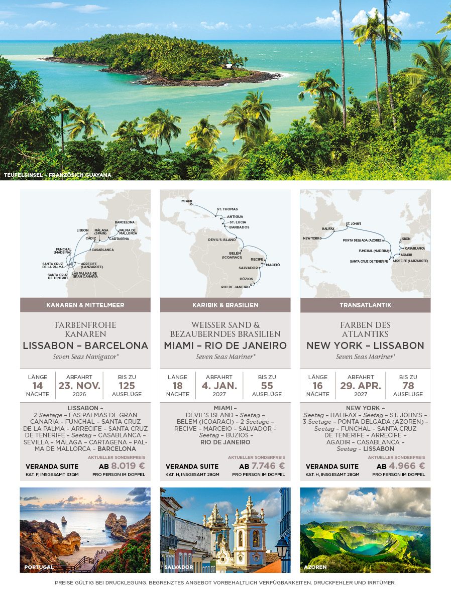 Regent Seven Seas Cruises exklusive Luxus Kreuzfahrten weltweit