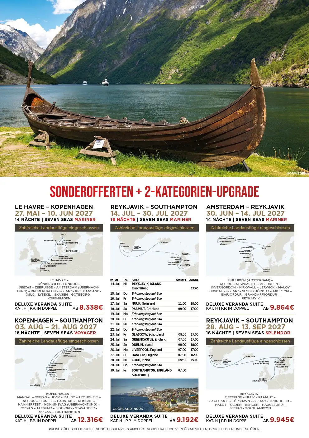 Exklusive Kreuzfahrten 2027 nach Nordeuropa und ins Mittelmeer mit Regent Seven Seas Cruises – Luxusreisen inklusive Landausflügen, jetzt mit attraktivem 2-Kategorien-Upgrade buchen.