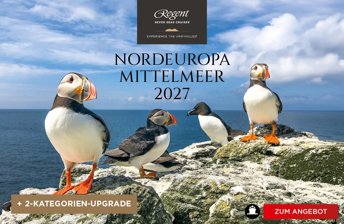 Exklusive Kreuzfahrten 2027 nach Nordeuropa und ins Mittelmeer mit Regent Seven Seas Cruises – Luxusreisen inklusive Landausflügen, jetzt mit attraktivem 2-Kategorien-Upgrade buchen.