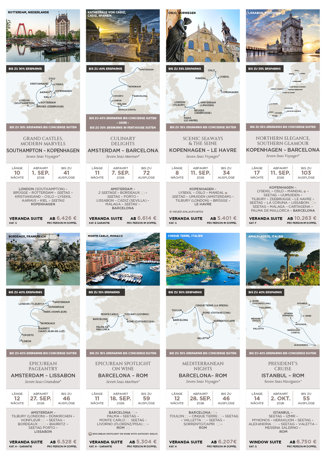 Regent Seven Seas Cruises 16 Reisen mit bis zu 45% Ersparnis