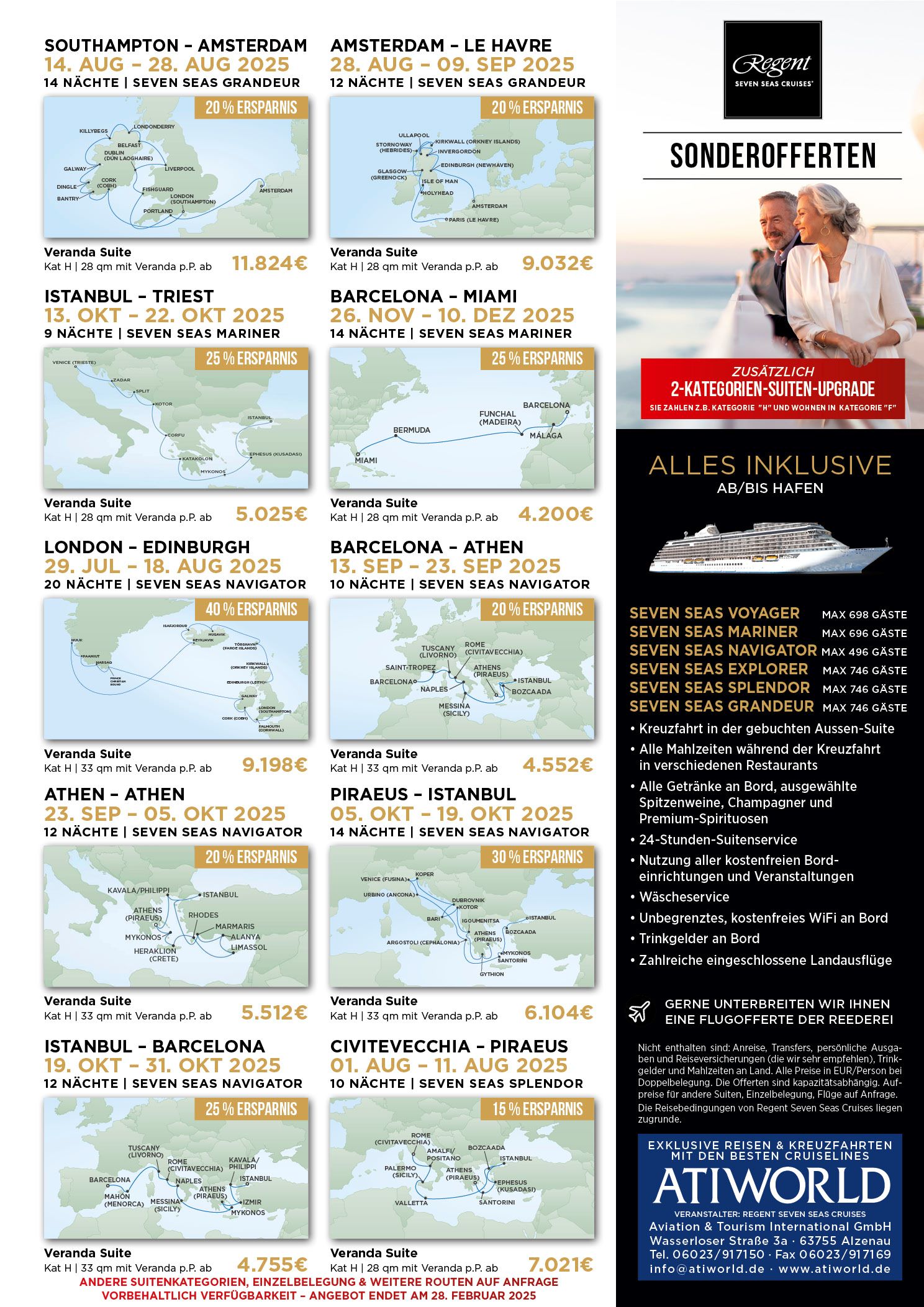 Regent Seven Seas Sonderofferten 2025 und 2026