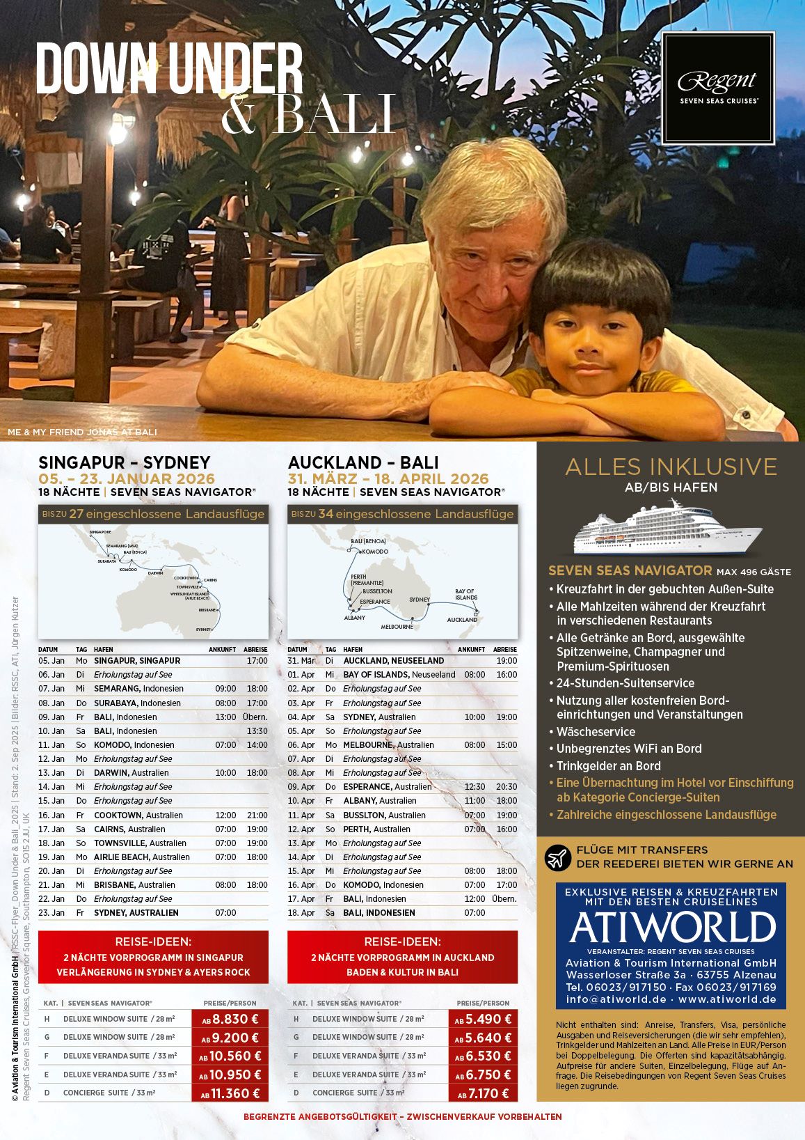 Down under Singapur-Sydney und Auckland Bali mit Seven Seas Navigator