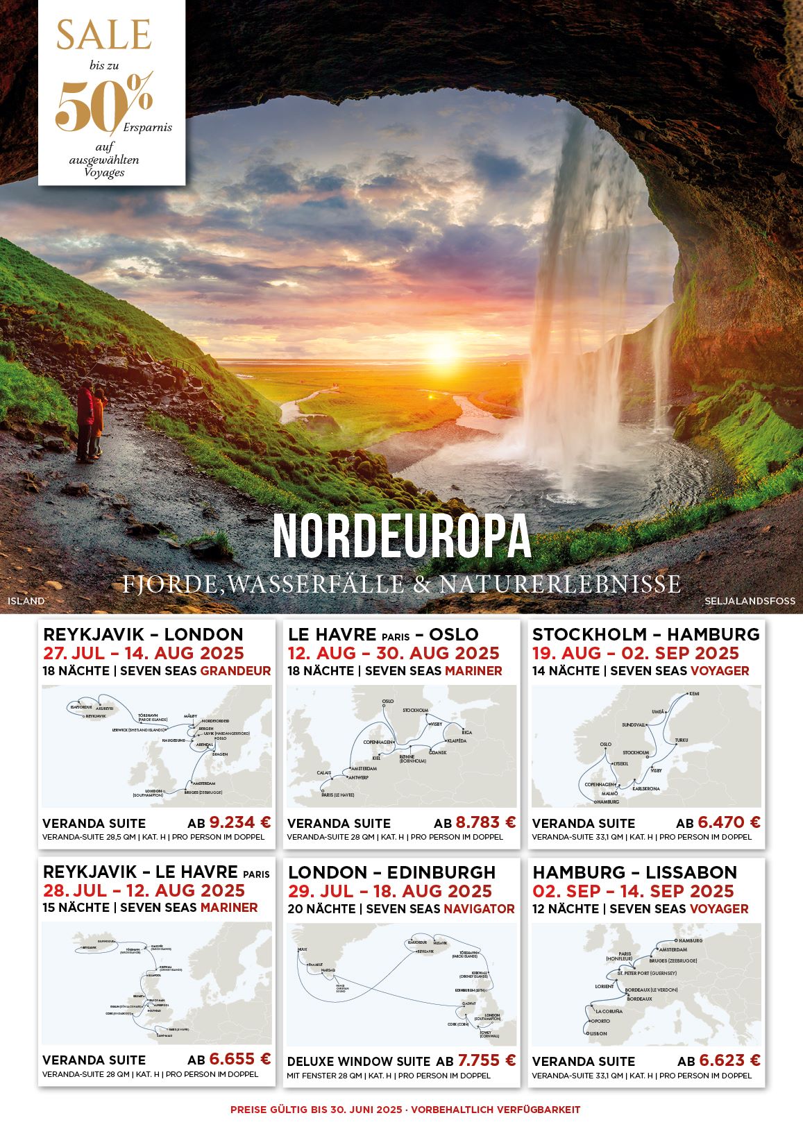 Regent sale bis zu 50 % Ersparnis Nordeuropa