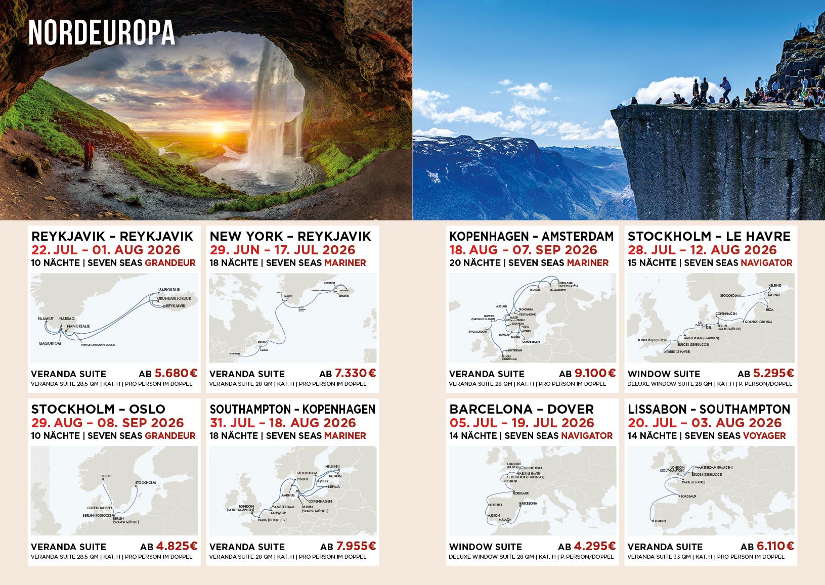 Regent Kreuzfahrten Nordeuropa Sale 50 %