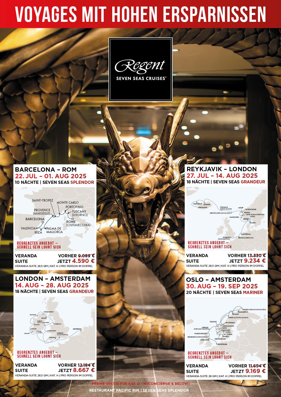 Regent - ausgewählte Reisen 2025 mit hoher Ersparnis