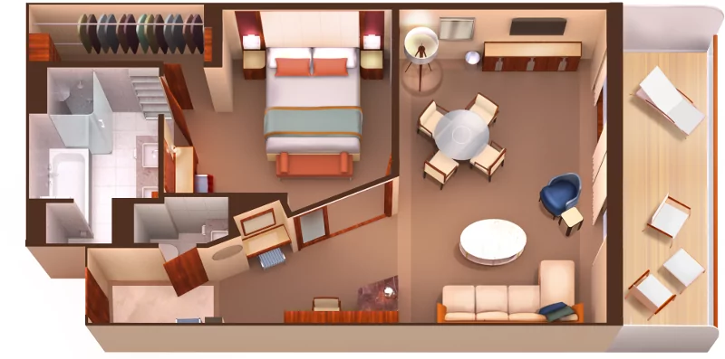 Suitenplan der Owners Suite auf der Seabourn Encore und Seabourn Ovation