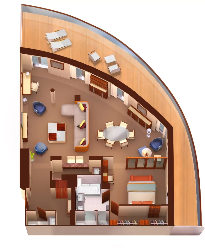 Suitenplan der Signature Suite auf der Seabourn Encore und Seabourn Ovation