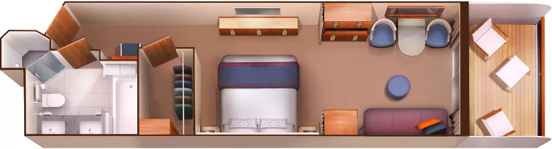 Suitenplan der Verandasuite auf der Seabourn Encore und Seabourn Ovation