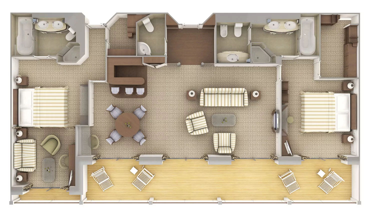 Suitenplan der Owners Suite auf dem Silversea Luxuskreuzfahrtschiff Silver Shadow