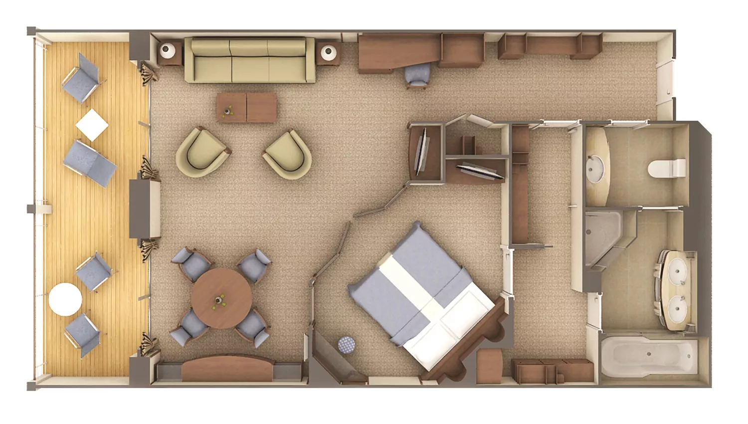 Suitenplan Silver Suite auf dem Silversea Luxuskreuzfahrtschiff Silver Shadow