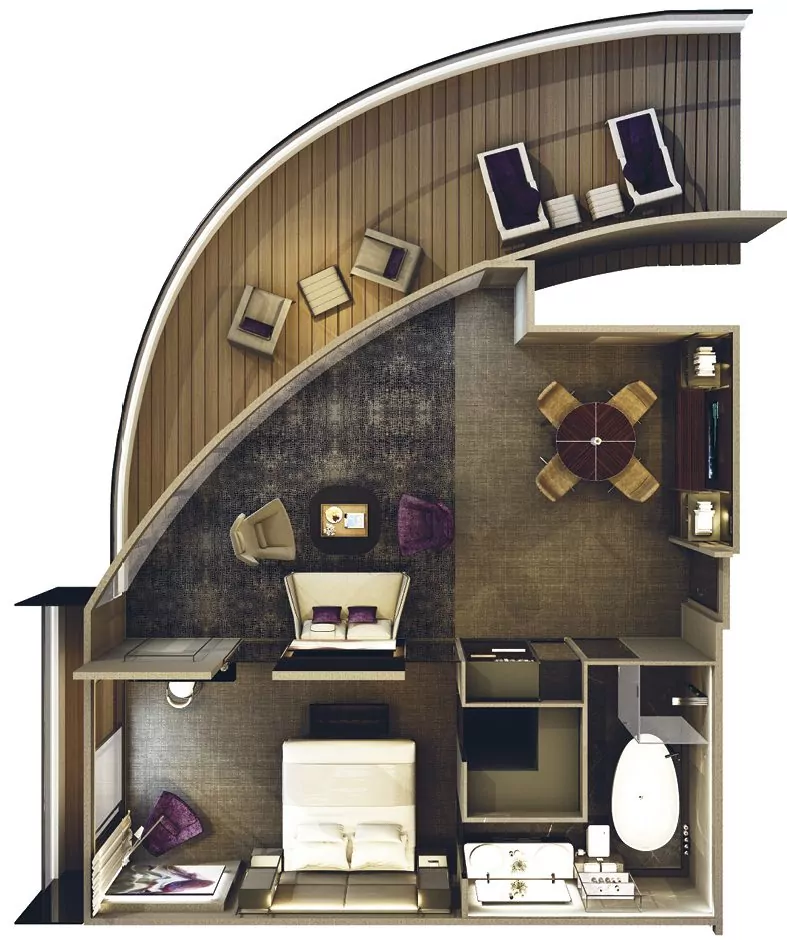 Suitenplan Grand Panorama Suite auf der Luxusyacht Scenic Eclipse