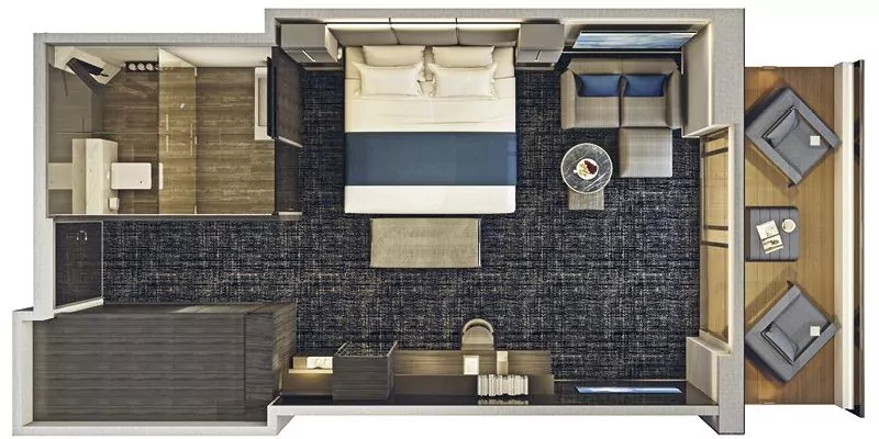 Suitenplan Deluxe Veranda Suite auf der Luxusyacht Scenic Eclipse