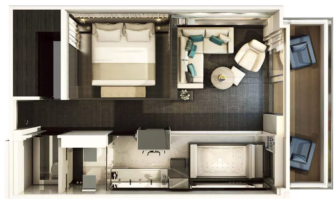 Suitenplan SPA Suite auf der Luxusyacht Scenic Eclipse
