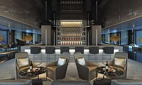 Lobby mit Bar auf dem Luxusschiff Scenic Eclipse