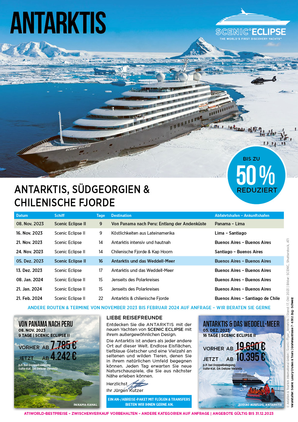 Antarktis, Südgeorgien und Chilenische Fjorde mit Scenic Luxusyachten erkunden