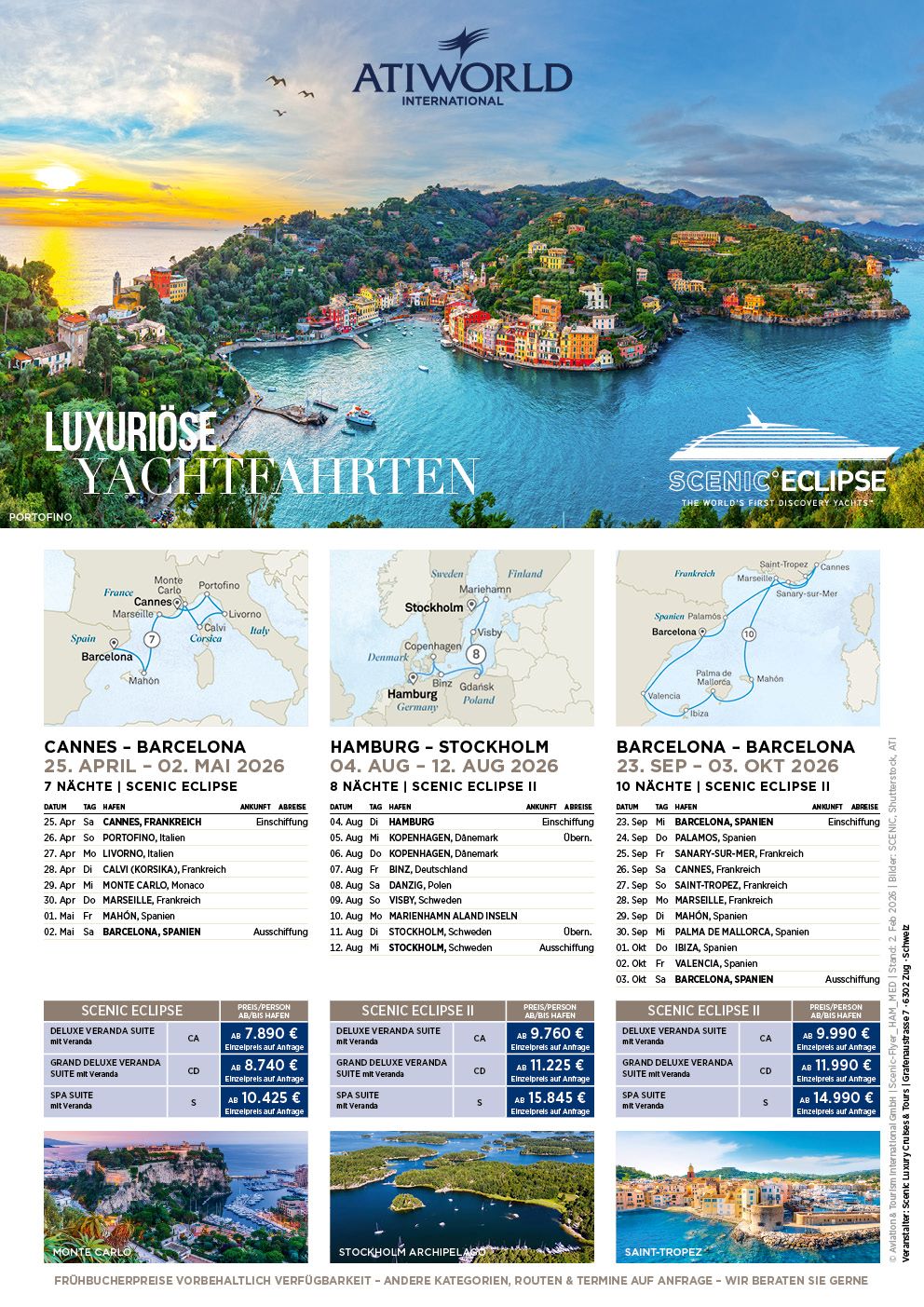 Yachtfahrten auf luxuriösen Scenic Schiffen