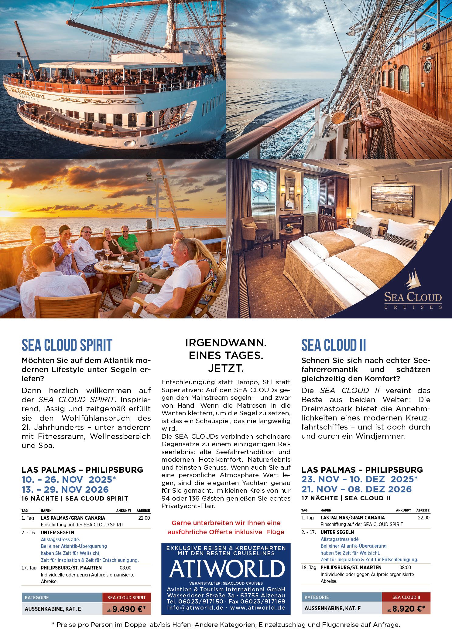 Sea Cloud Spirit und Sea Cloud II Segeln von Las Palmas nach Philipsburg