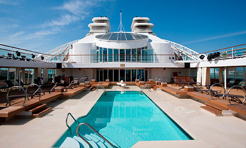 Pooldeck auf den Luxuskreuzfahrtschiffen Seabourn Odyssey, Seabourn Sojourn, Seabourn Quest
