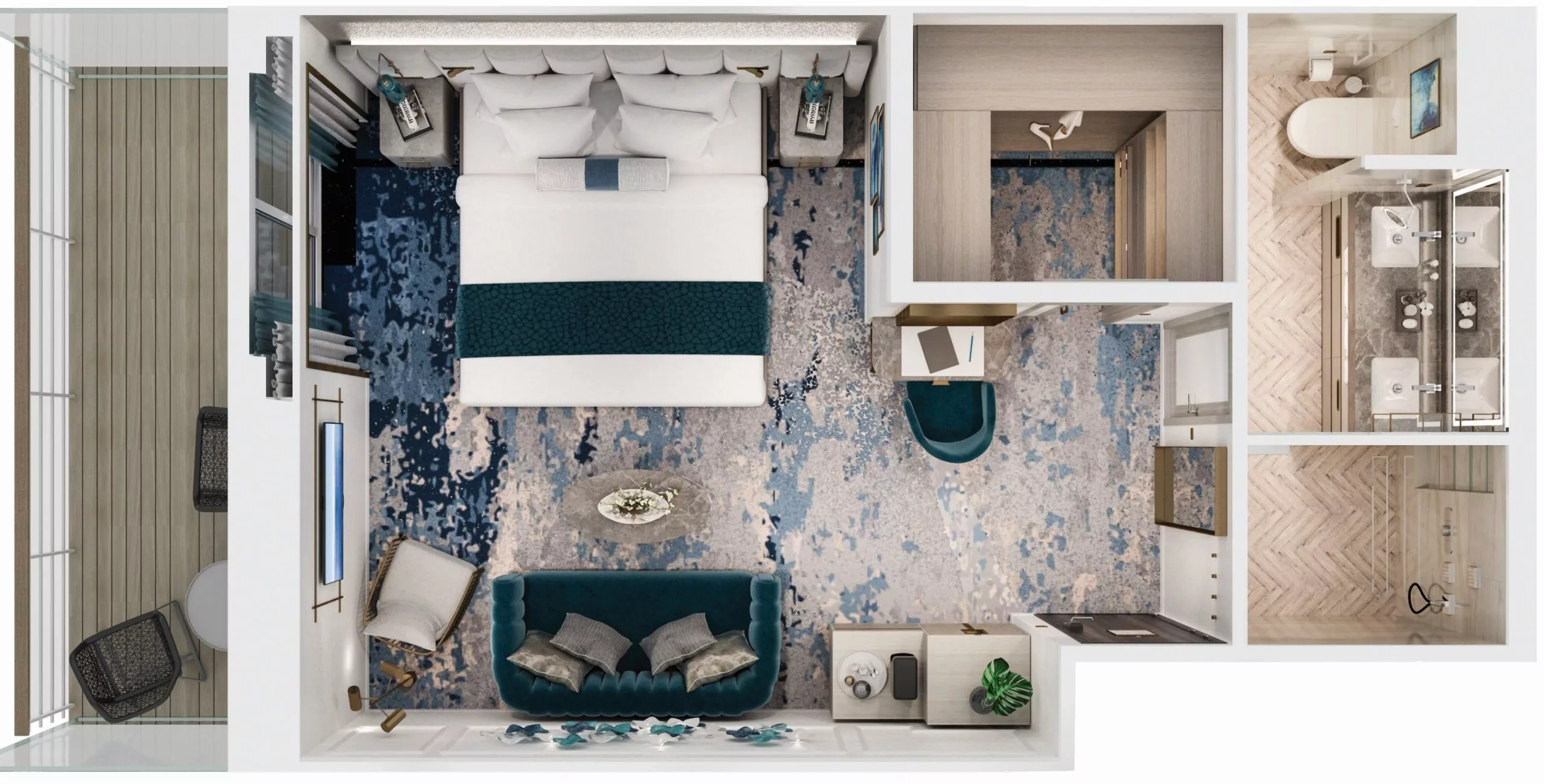 Aquamarine Veranda Suite Suitenplan Design 2018