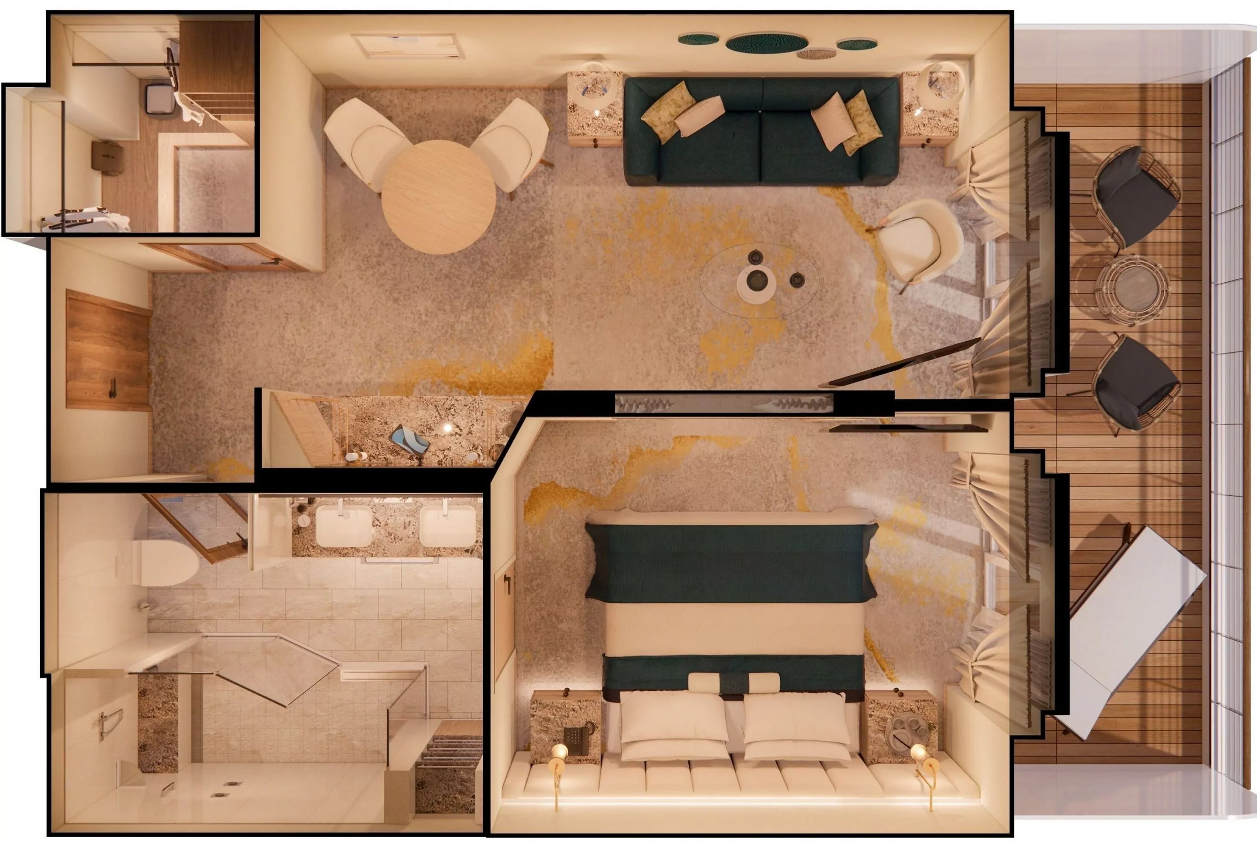 Sapphire Veranda Suite Design 2023 auf Crystal Serenity