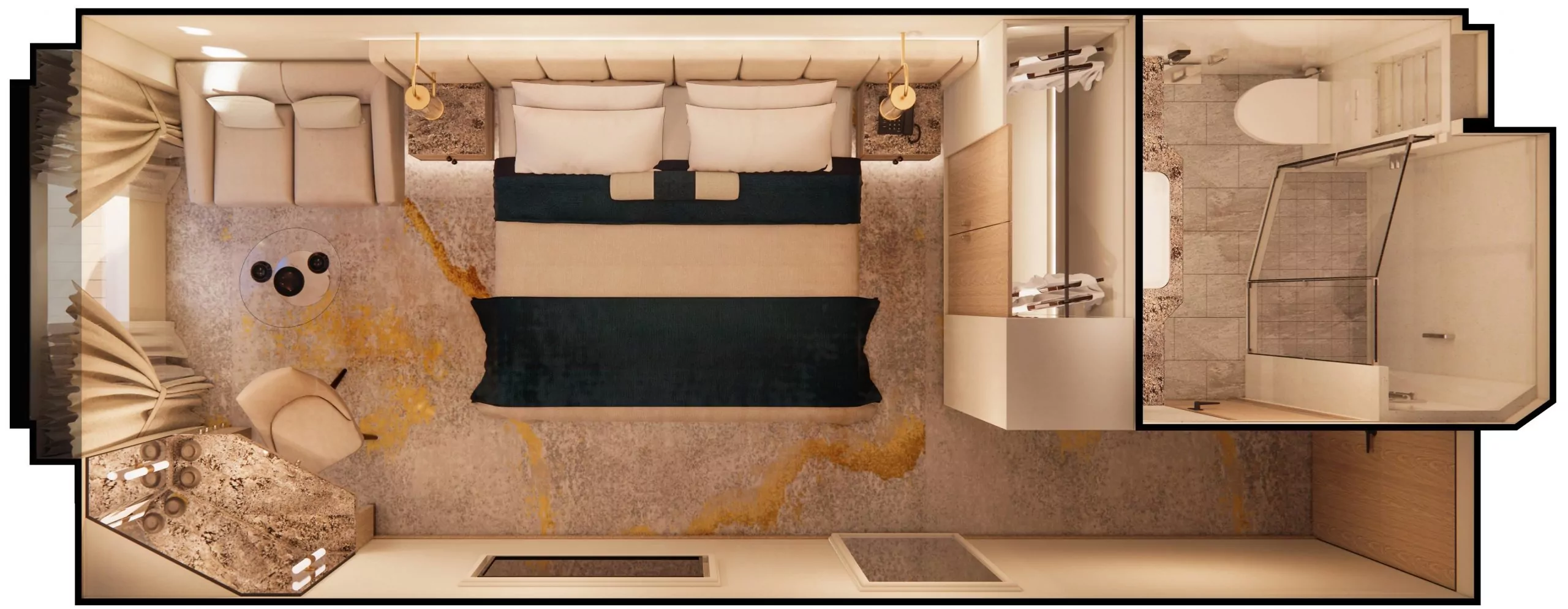 Suitenplan Single Guestroom auf der Crystal Serenity