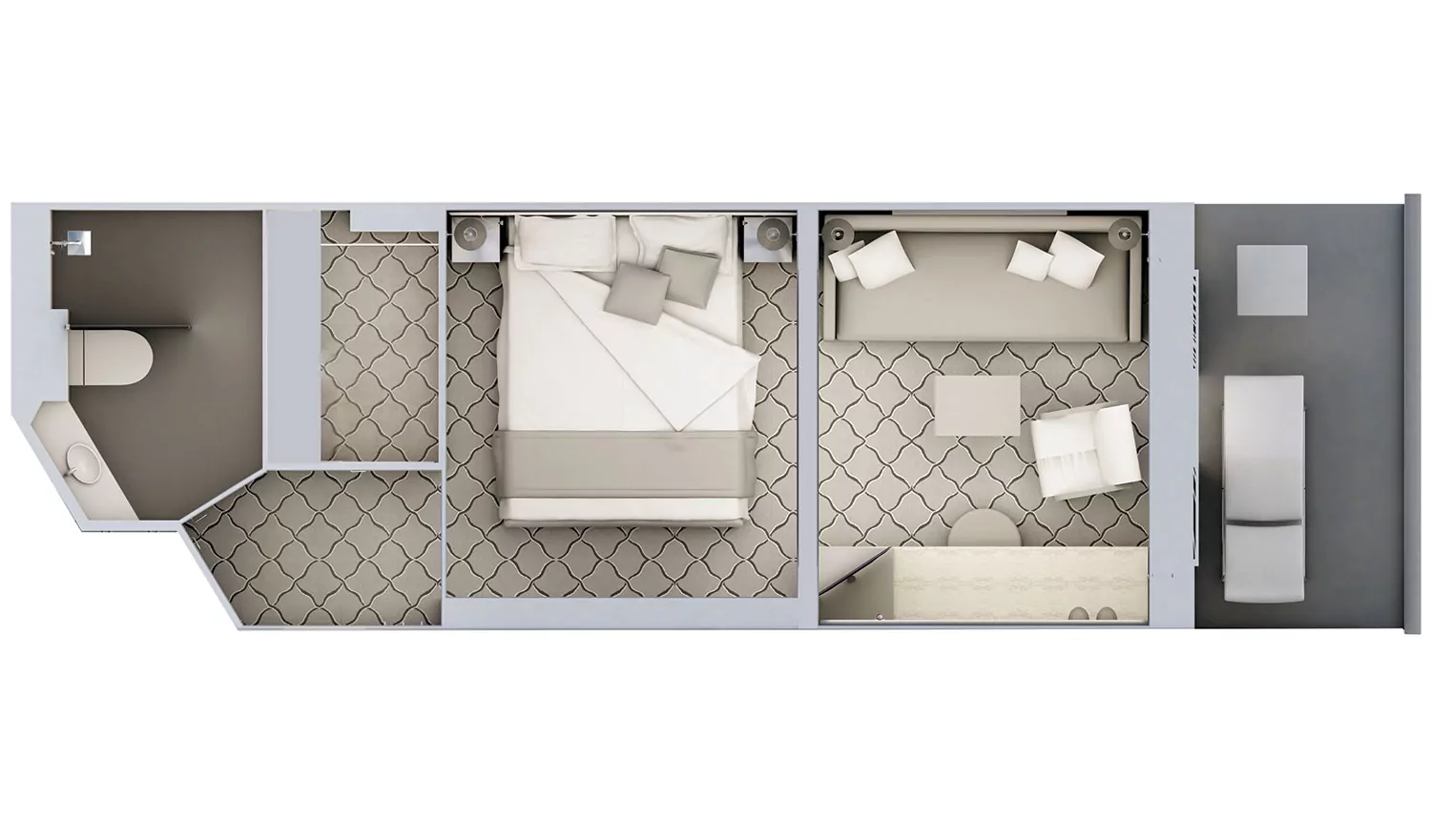 Suitenplan Veranda Suite auf dem Expeditionsschiff Silver Cloud