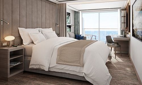 Veranda Suite Schlafbereich und Blick nach draussen