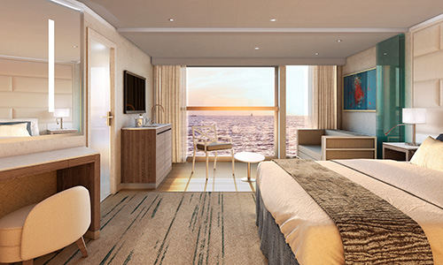 Medaillon Suite Schlafbereich und Blick auf Veranda