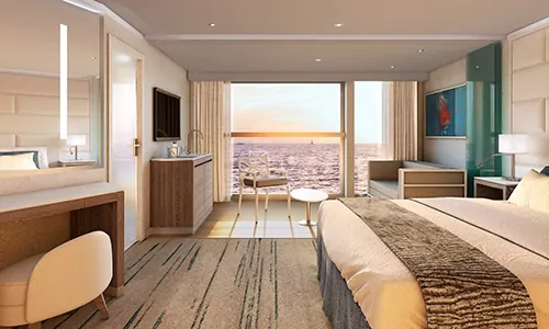 Medaillon Suite Schlafbereich und Blick auf Veranda