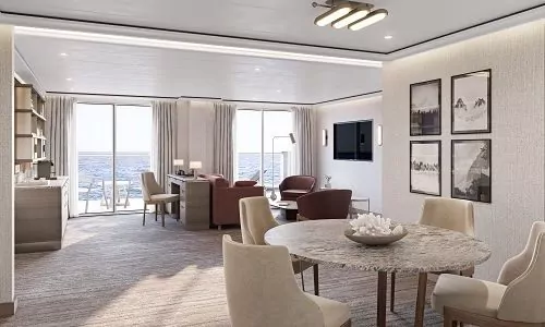 Grand Suite Wohn- und Essbereich mit Blick auf Terrasse