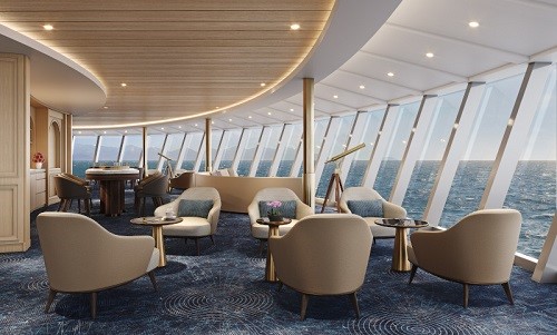 Observation Lounge Sitzgruppe und Blick aufs Meer