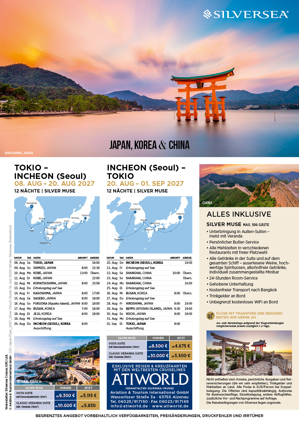 Silversea Muse Japan, Korea und China 2027