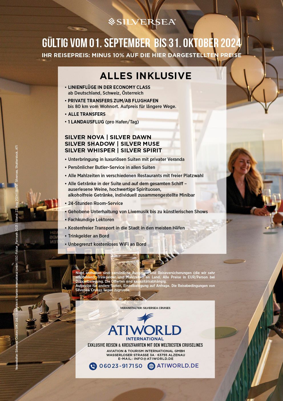 Silversea Fernweh Kreuzfahrten mit 10 % auf Reisepreis